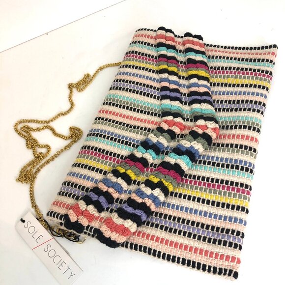 Sole Society Multicolor Woven Clutch Purse NEW